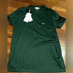 Lacoste Forest Green V-Neck Tee